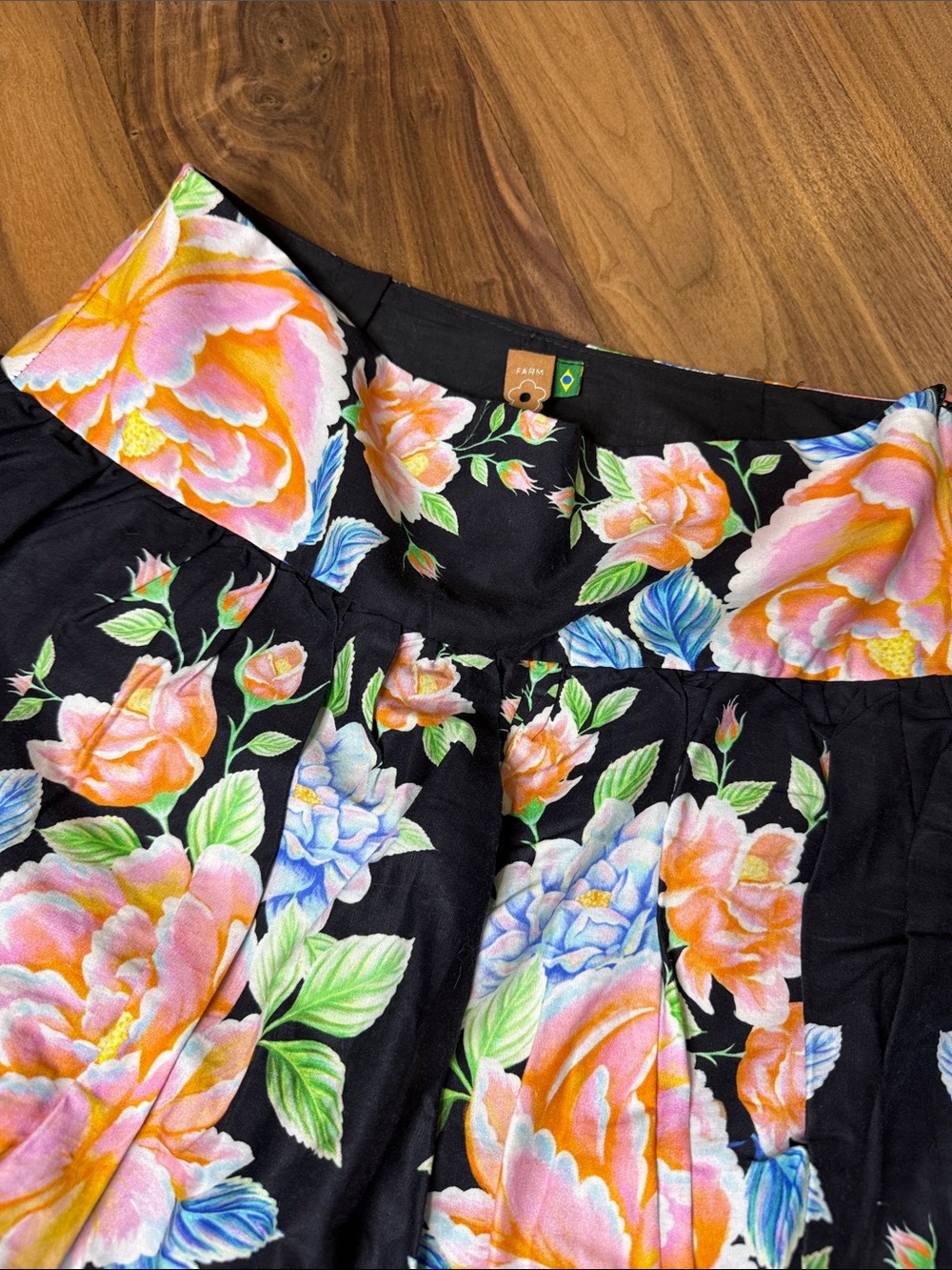 FARM Rio Black Floral Skort with Pink, Orange & Green Print